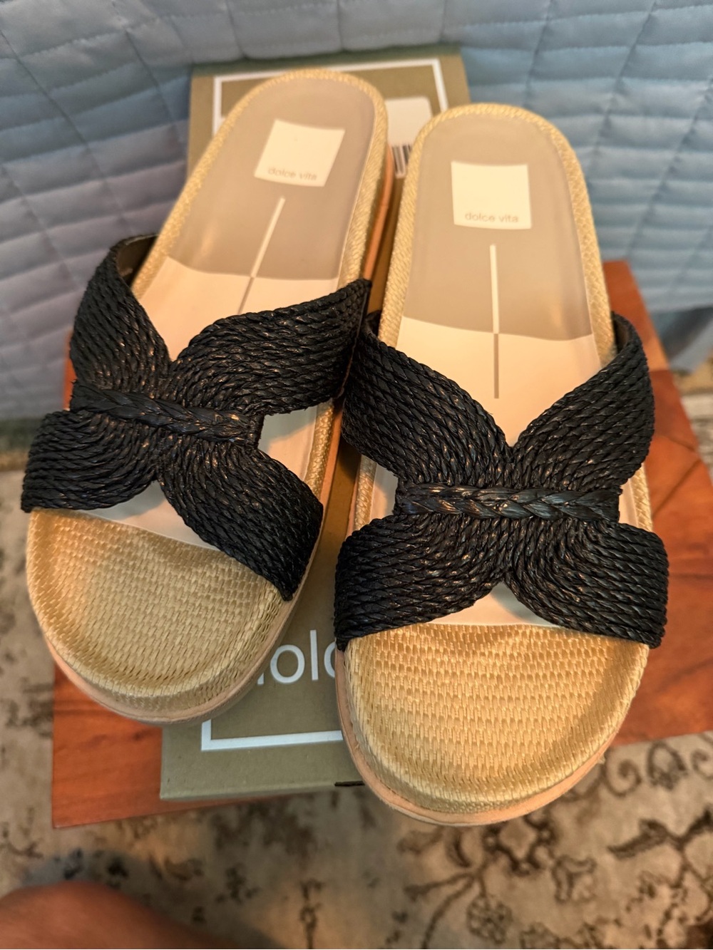 NWT Dolce Vita Black Braided Slip-On Platform Sandals